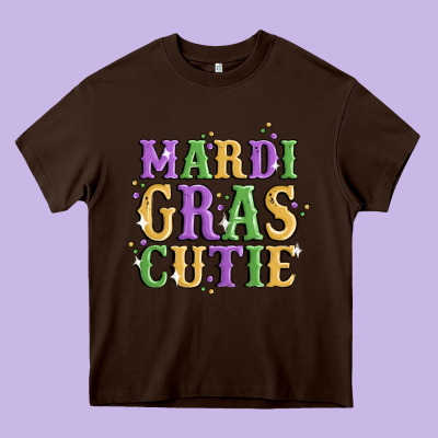 Mardi Gras Cutie Heavy Core Tee Designed By Maliassmallbusiness