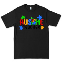 Black ausome teacher Premium Tee - MaliasSmallBusiness