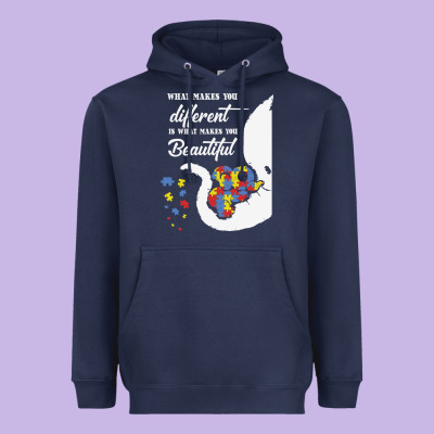 Autism Different Makes You Beautiful Heavyweight Hoodie Designed By Cowhidedigitalart