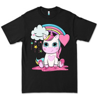 Black cute unicorn and rainbow Premium Tee - NancyCooperArtShop