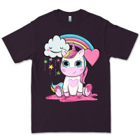 Plum cute unicorn and rainbow Premium Tee - NancyCooperArtShop