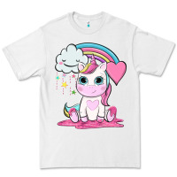 White cute unicorn and rainbow Premium Tee - NancyCooperArtShop