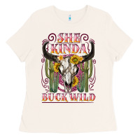 Bone she kinda buck wild with bull skull Ladies Tee - NancyCooperArtShop