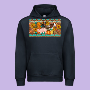 Fall Farm Animals Cow Pig Rooster Urban Hoodie Designed By Artiststas