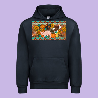 Fall Farm Animals Cow Pig Rooster Urban Hoodie Designed By Artiststas