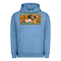 Pigment Pebble Blue Fall farm animals cow pig rooster Urban Hoodie - Artiststas