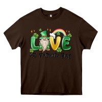 Chocolate Brown love st. patricks day gnome Heavy Core Tee - MaliasSmallBusiness