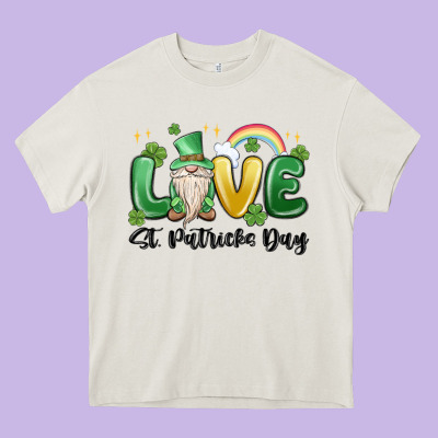 Love St. Patricks Day Gnome Heavy Core Tee Designed By Maliassmallbusiness