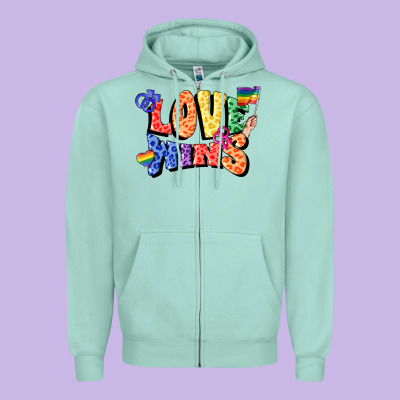 Love Wins Zipper Hoodie Designed By Fadigitalartstudio
