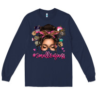 Navy Small business messy bun Long Sleeve Tee - texasbilliewilder