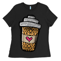 Black leopard glitter coffee cup Ladies Tee - Jasminsmagicworld