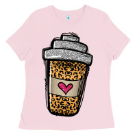 Bubblegum Pink leopard glitter coffee cup Ladies Tee - Jasminsmagicworld