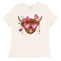 Bone valentines day long haired cow Ladies Tee - MaliasSmallBusiness