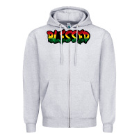Heather Grey Juneteenth blessed Zipper Hoodie - FaDigitalArtStudio