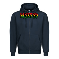 Navy Juneteenth blessed Zipper Hoodie - FaDigitalArtStudio