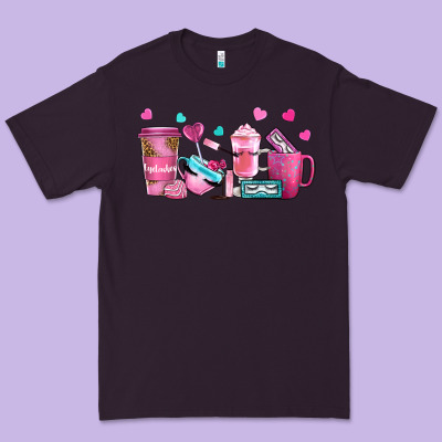 Lash Hustler With Eyelashes Coffee Cups Premium Tee Designed By Nancycooperartshop