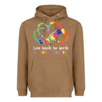 Toasted Coconut Love Needs No Words Heart Puzzle Autism Heavyweight Hoodie - CowhideDigitalArt