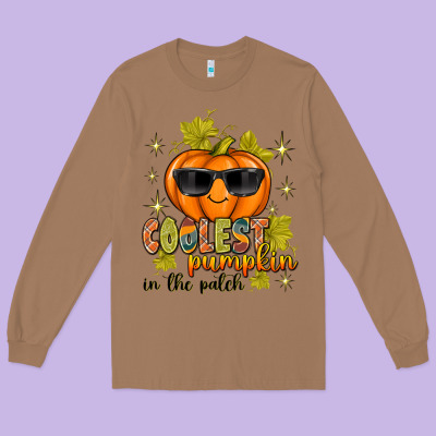 Coolest Pumpkin In The Patch Long Sleeve Tee Designed By Texasbilliewilder
