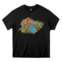 Black horseshoe leopard gemstone cactus patch Heavy Core Tee - AdoDesignShop