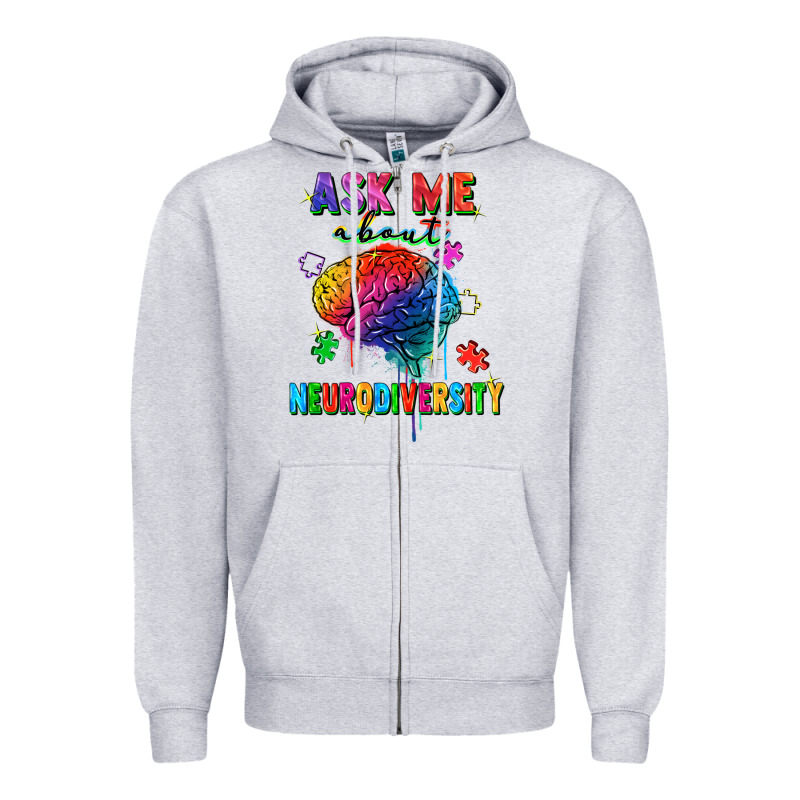 Ask Me About Neurodiversity Zipper Hoodie by FaDigitalArtStudio | Teevron