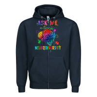 Navy Ask me about neurodiversity Zipper Hoodie - FaDigitalArtStudio