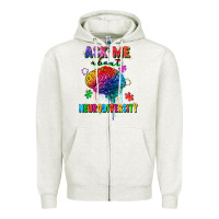 Oatmeal Heather Ask me about neurodiversity Zipper Hoodie - FaDigitalArtStudio