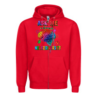 Red Ask me about neurodiversity Zipper Hoodie - FaDigitalArtStudio