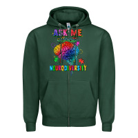 Sports Green Ask me about neurodiversity Zipper Hoodie - FaDigitalArtStudio