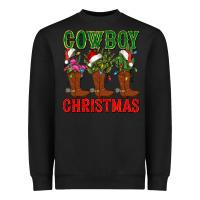 Black cowboy christmas boots cactus Heavyweight Sweatshirt - CowGirlArtShop