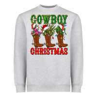 Heather Grey cowboy christmas boots cactus Heavyweight Sweatshirt - CowGirlArtShop