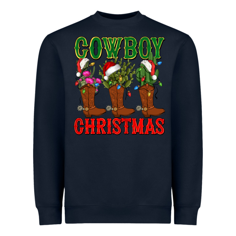 Cowboy Christmas Boots Cactus Heavyweight Sweatshirt by CowGirlArtShop | Teevron