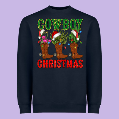 Cowboy Christmas Boots Cactus Heavyweight Sweatshirt Designed By Cowgirlartshop