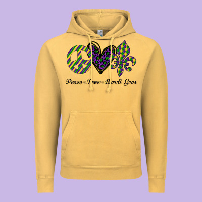 Mardi Gras Love Peace Vintage Hoodie Designed By Bettercallsaul