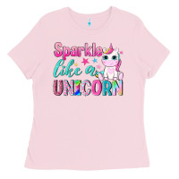 Bubblegum Pink sparkle like a unicorn Ladies Tee - NancyCooperArtShop