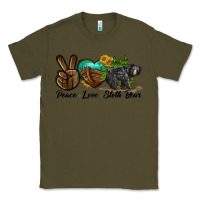 Army Green peace love sloth bear Classic Tee - LillyAllenDesigns
