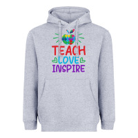 Heather Grey teach love inspire Heavyweight Hoodie - CowhideDigitalArt
