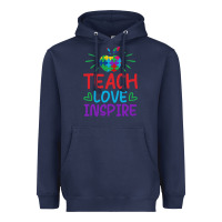 Navy teach love inspire Heavyweight Hoodie - CowhideDigitalArt