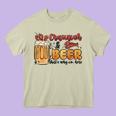 Crawfish And Beer That's Why I'm Here Heavy Core Tee Designed By Maliassmallbusiness