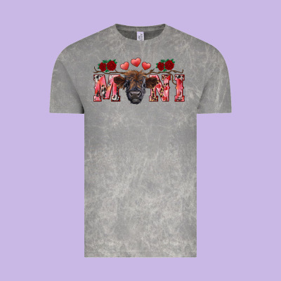 Valentine's Day Mini Black Highland Calf Vintage Tee Designed By Ranaportraitstore