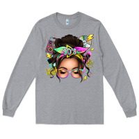 Heather Grey 90s messy bun Long Sleeve Tee - texasbilliewilder