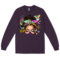 Plum 90s messy bun Long Sleeve Tee - texasbilliewilder