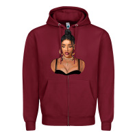 Burgundy black woman Zipper Hoodie - FaDigitalArtStudio