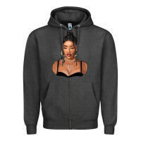 Charcoal Heather black woman Zipper Hoodie - FaDigitalArtStudio