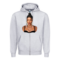 Heather Grey black woman Zipper Hoodie - FaDigitalArtStudio