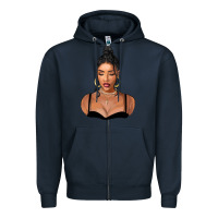 Navy black woman Zipper Hoodie - FaDigitalArtStudio