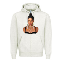 Oatmeal Heather black woman Zipper Hoodie - FaDigitalArtStudio