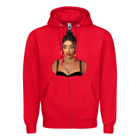 Red black woman Zipper Hoodie - FaDigitalArtStudio