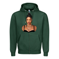 Sports Green black woman Zipper Hoodie - FaDigitalArtStudio