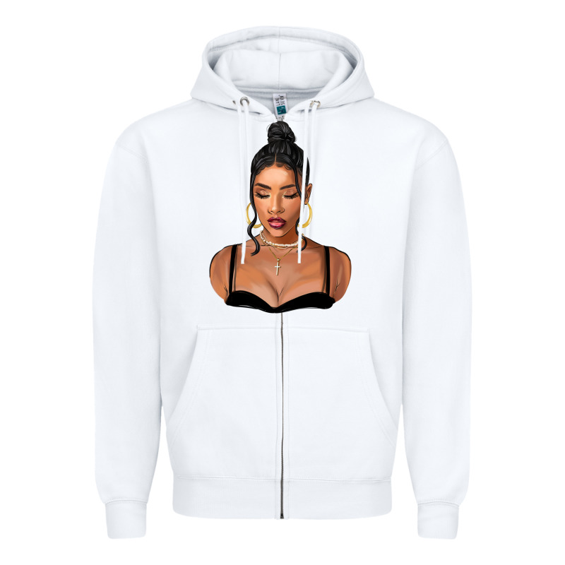 Black Woman Zipper Hoodie by FaDigitalArtStudio | Teevron