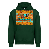 Forest Green Happy Thanksgiving Urban Hoodie - Artiststas
